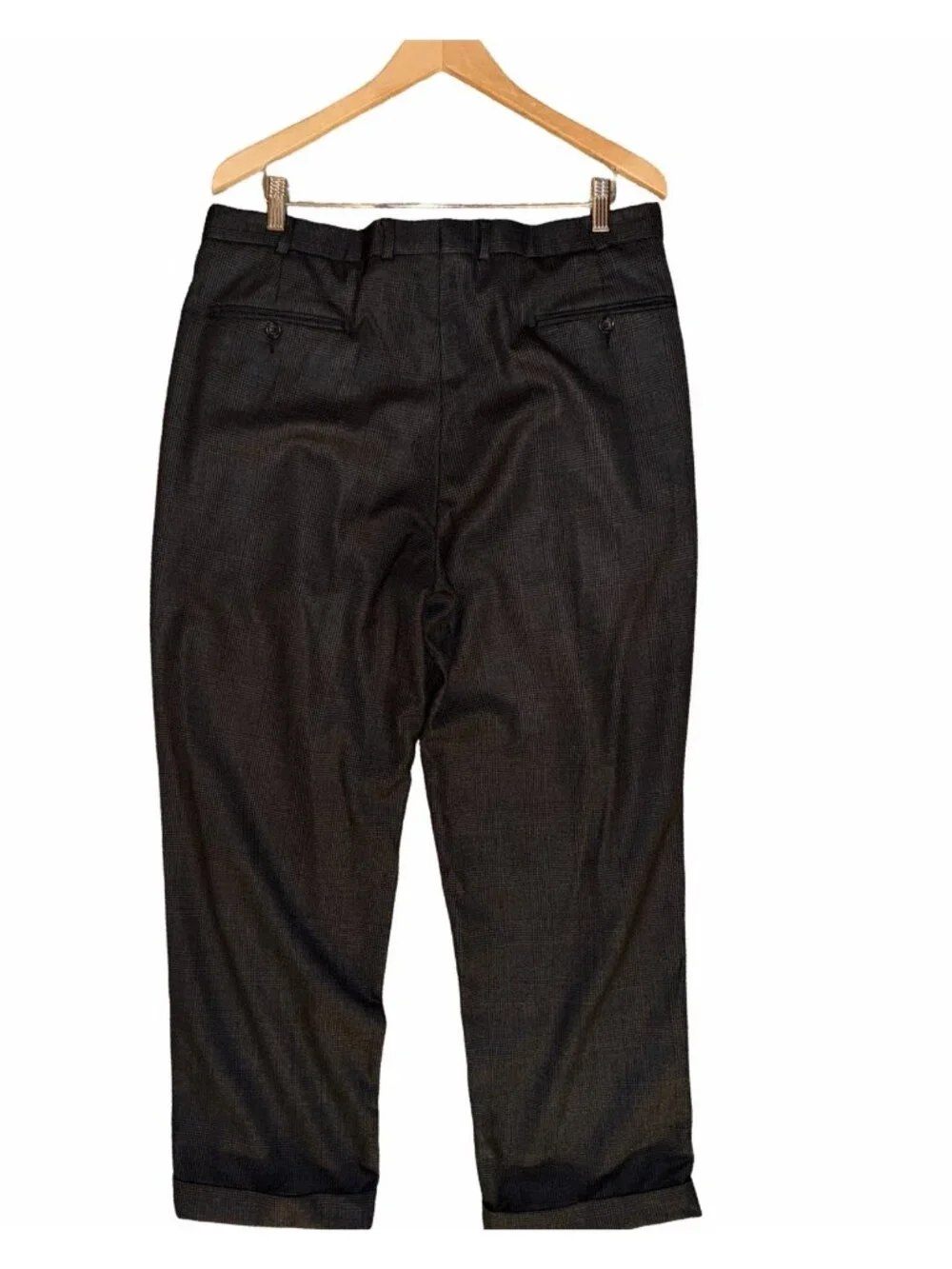 Brooks Brothers 346 Dress Pants 36x28.5 Wool Cashmere Glen Check Pleated Cuff